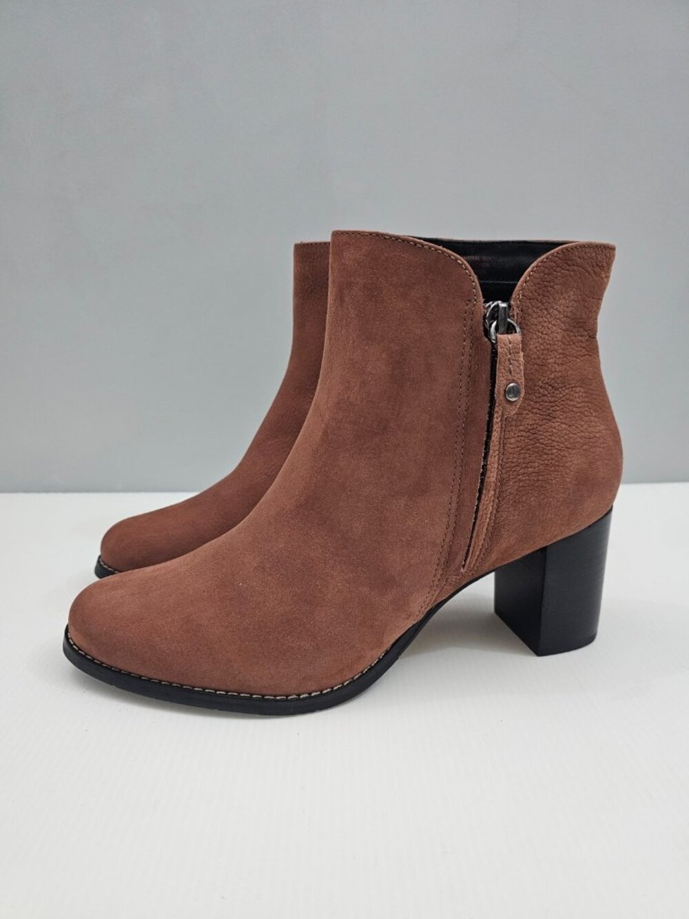 Marc Joseph Grand Central Ankle Boots Womens 10 Saddle Brown Leather Block Heel